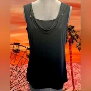 Suzie in the City Sleeveless Cowl Neck Black Top Size M